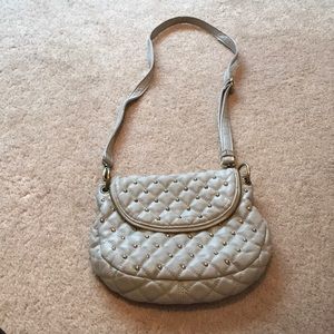 Gray and gold studded clutch or purse